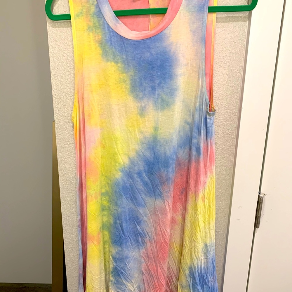 Bright Pastel Tie Dye Swing Dress
